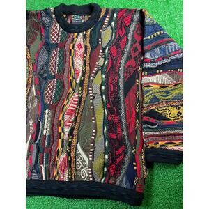 Vintage 90s Coogi Wool Biggie Multicolor Knit Sweater Large